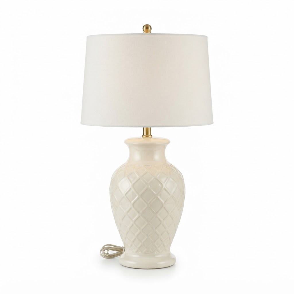 Transitional Ceramic White Glazed Table Lamp