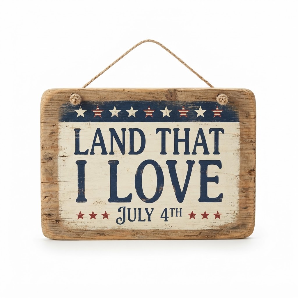 core Wooden Handpainted Independence Day Sign