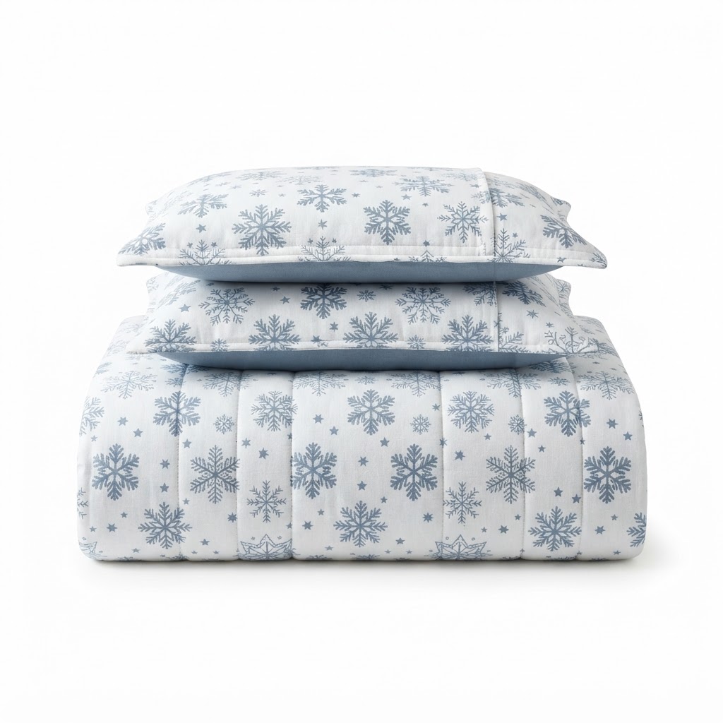 Winter Snowflake Pattern Cotton Quilt Set