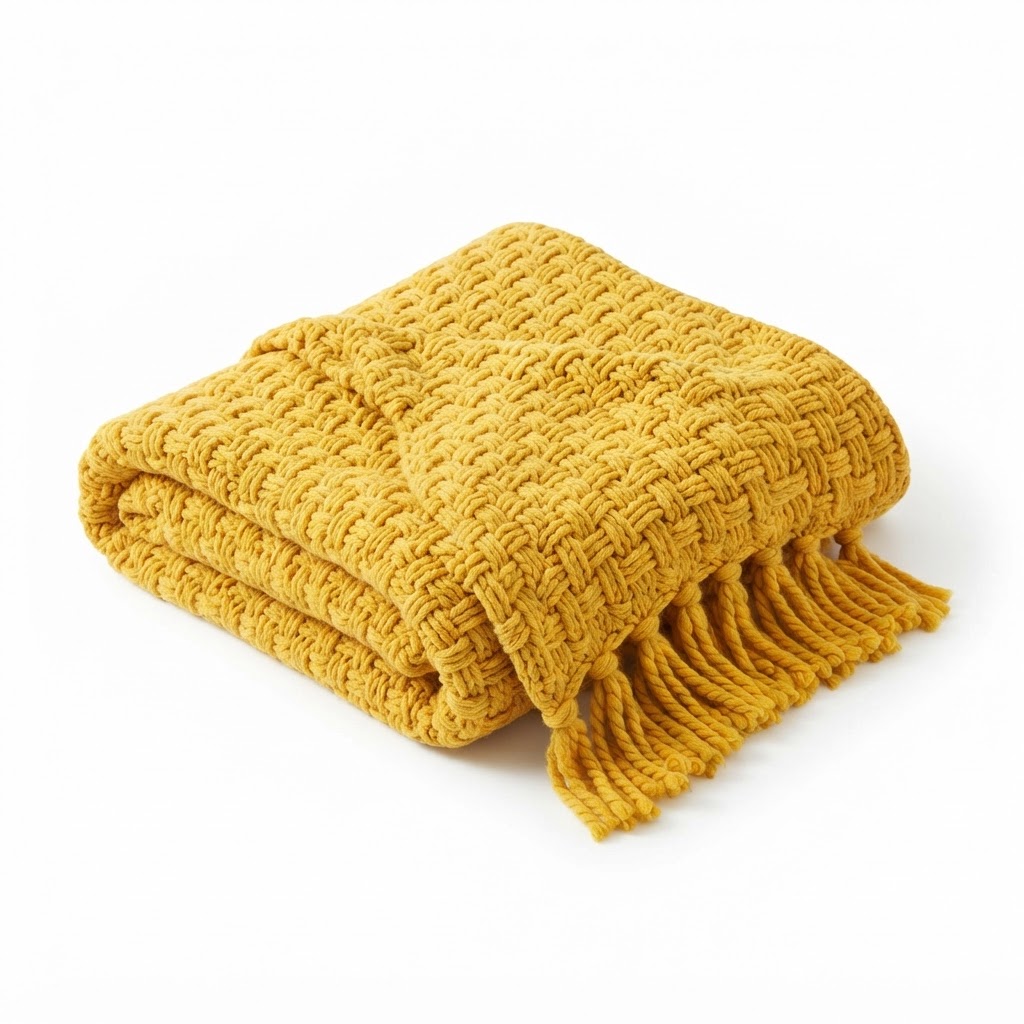 Yellow Knit Throw Blanket