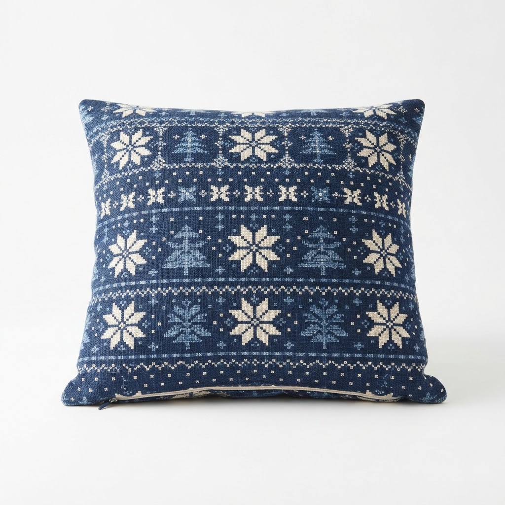Blue Patterned Accent Pillow