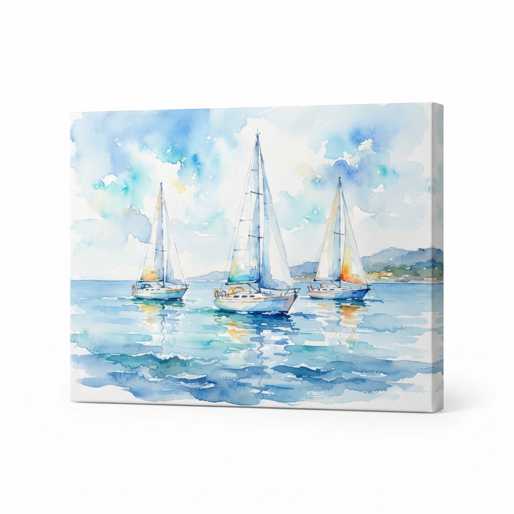 Watercolor Sailboat Canvas Print