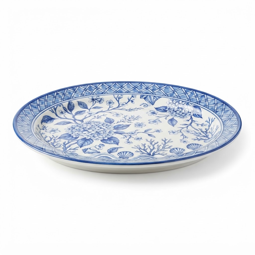 Blue and White Patterned Serving Platter
