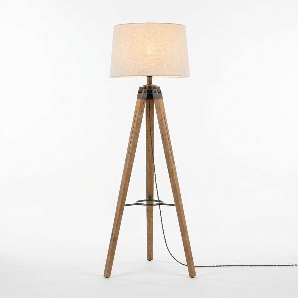 Tripod Wooden Floor Lamp