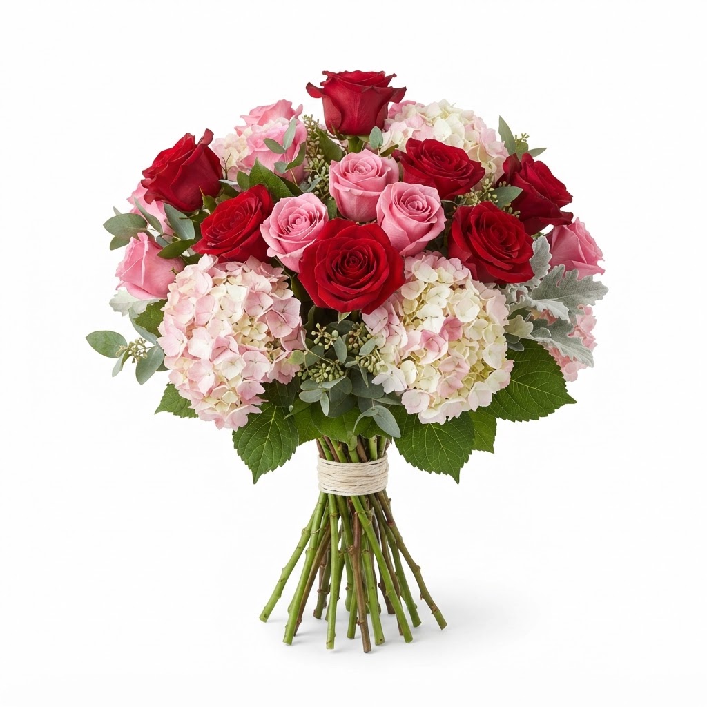 Valentine's Day Rose and Hydrangea Bouquet