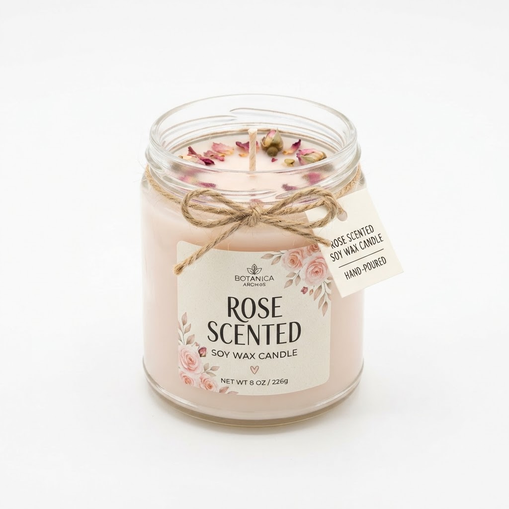 Rose Scented Soy Wax Candle