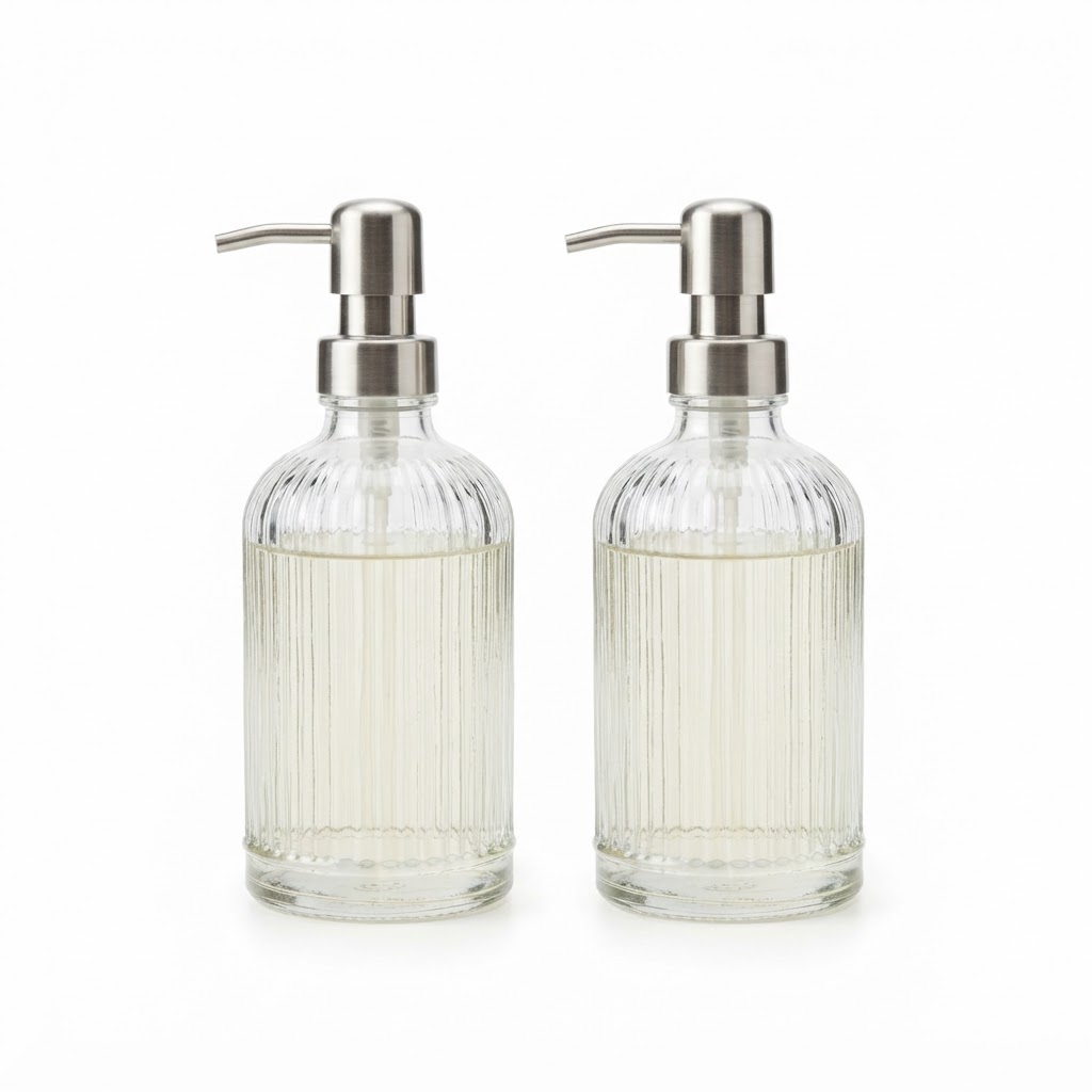 Glass Soap Dispenser Set
