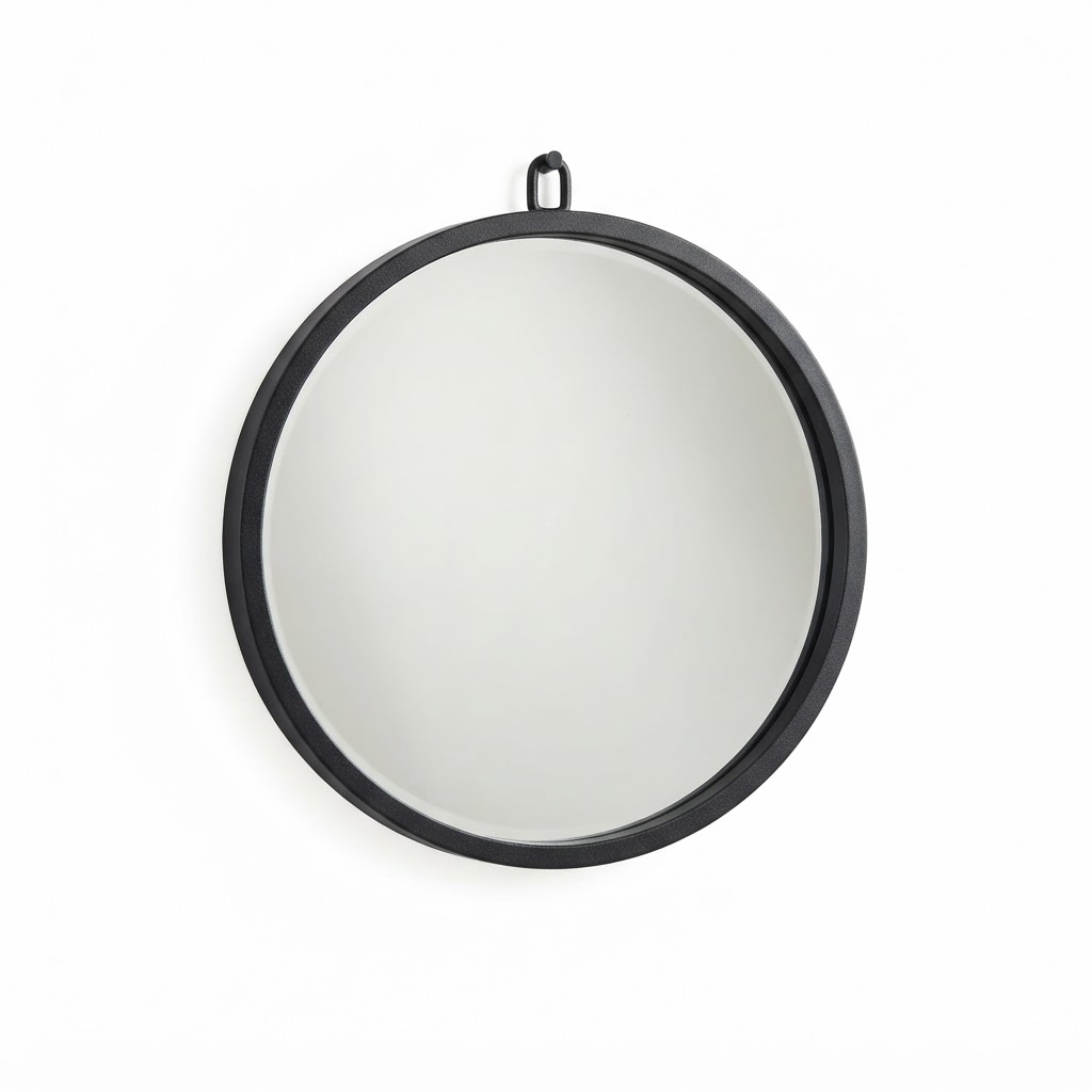 Round Black Metal Mirror