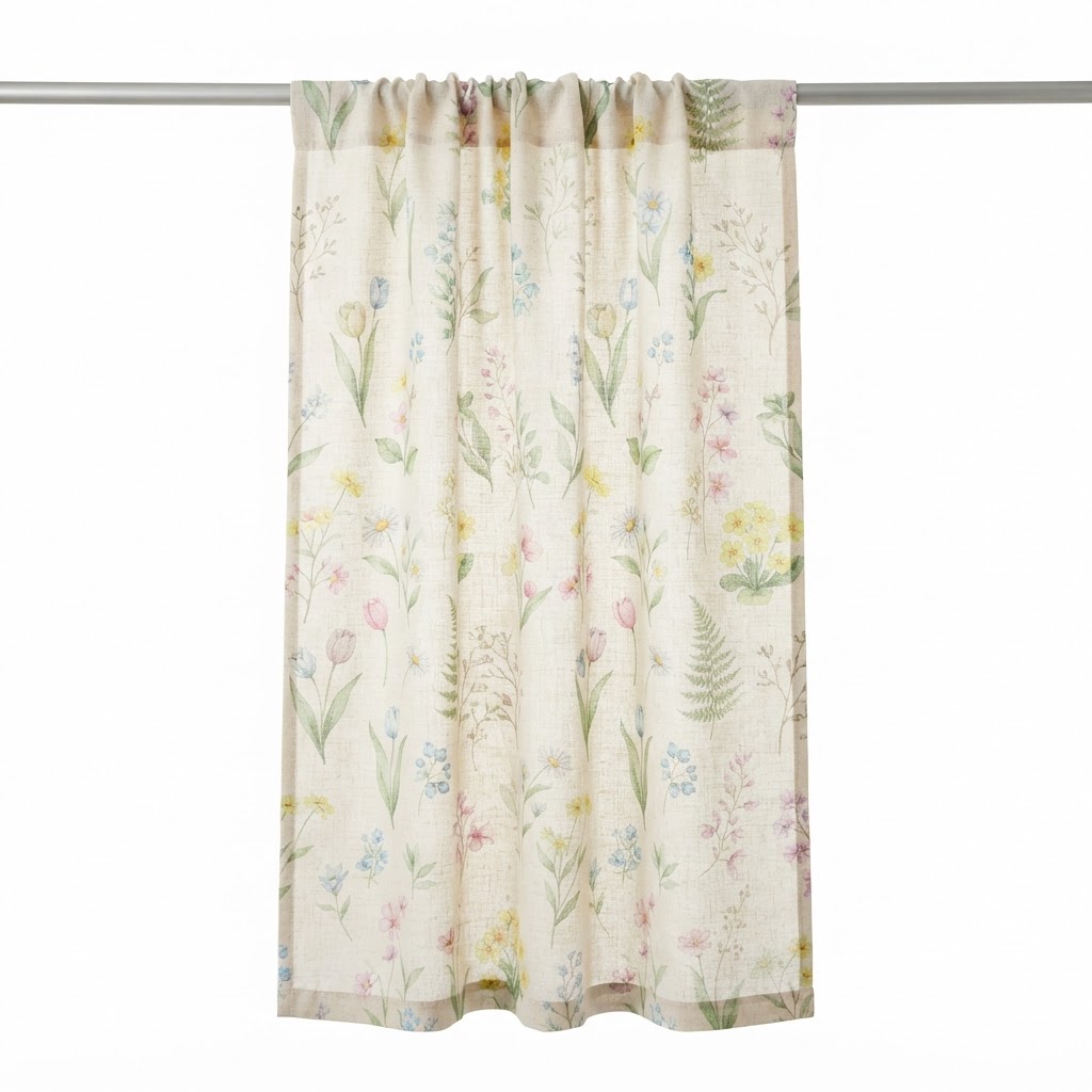 Spring Cotton Linen Kitchen Curtains