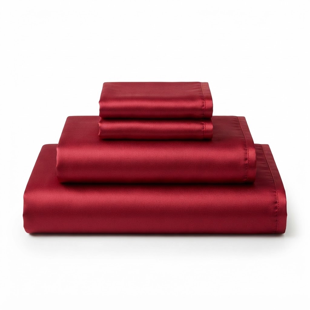 Luxury Silk Red Bath Towel Set