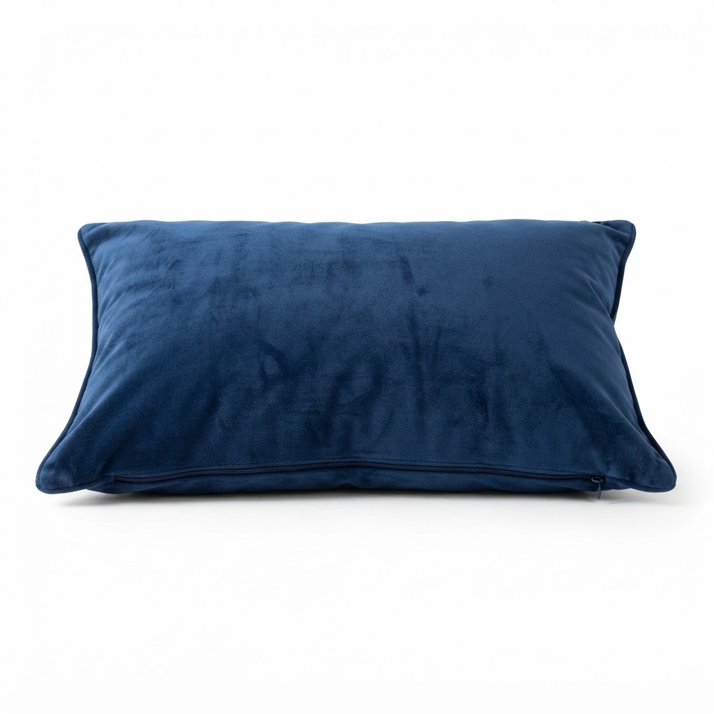 Navy Blue Velvet Lumbar Pillow