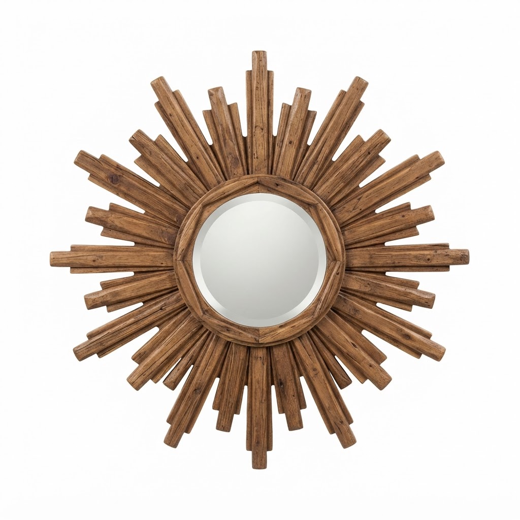 Wood Sunburst Wall Mirror