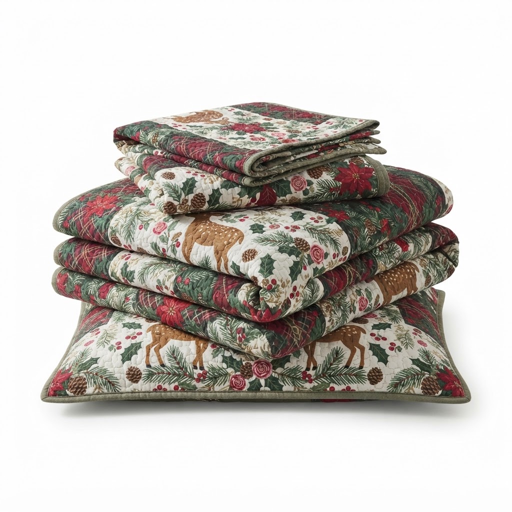core Floral and Deer Quilt Set