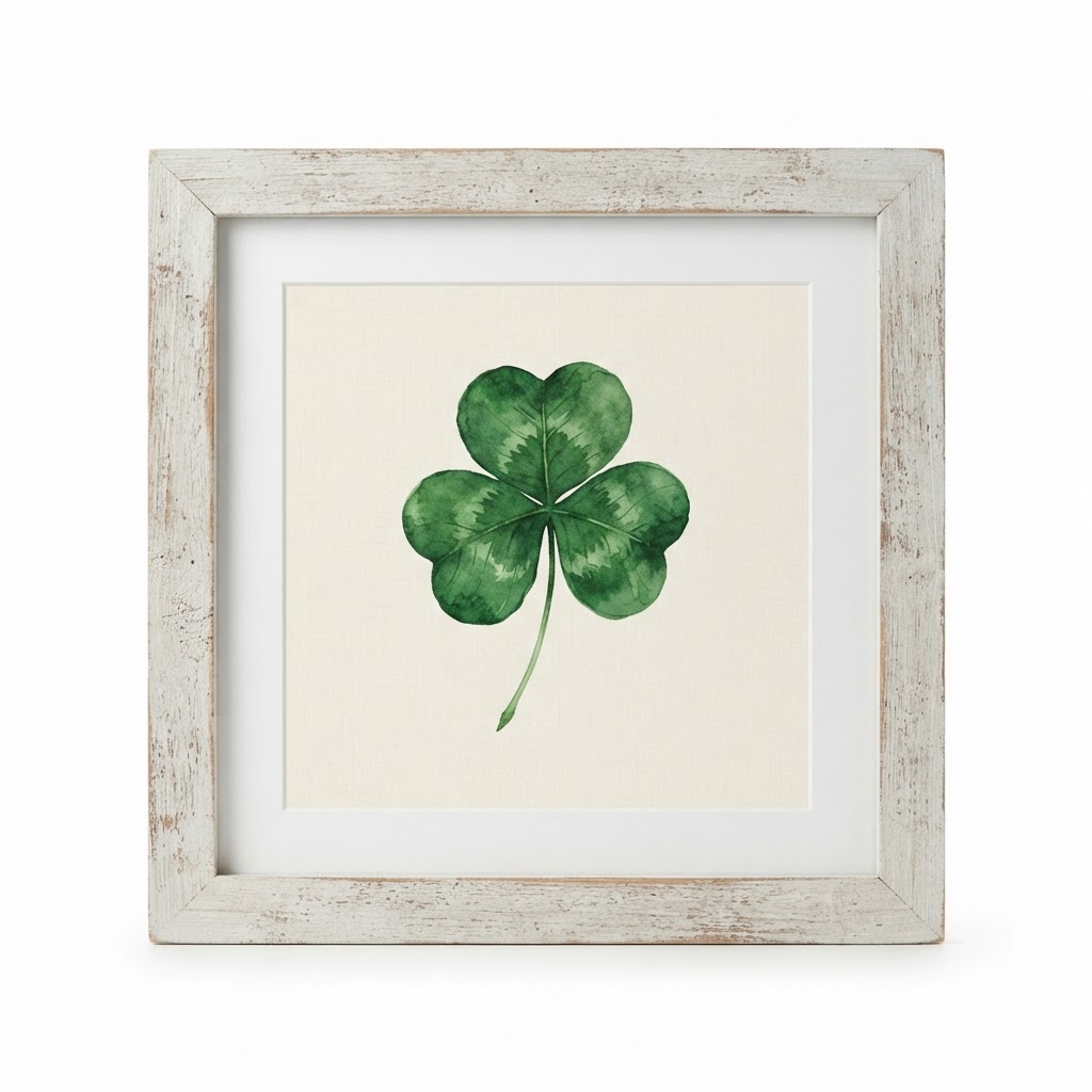 Green Shamrock Framed Wall Art