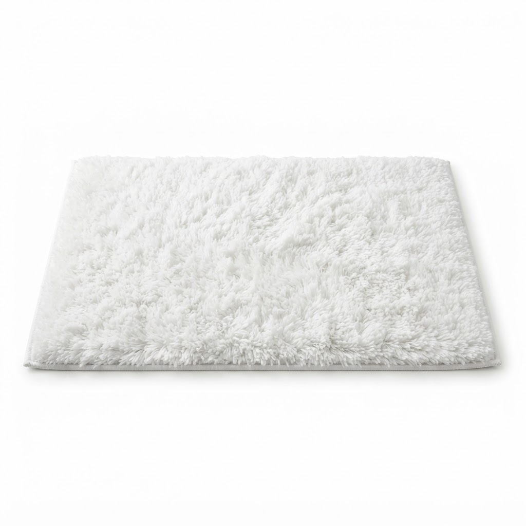 White Soft Shag Bath Rug
