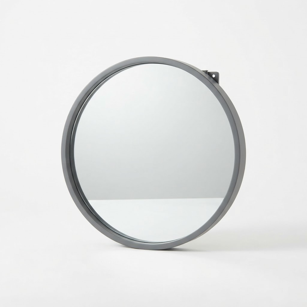 Round Matte Gray Wall Mirror