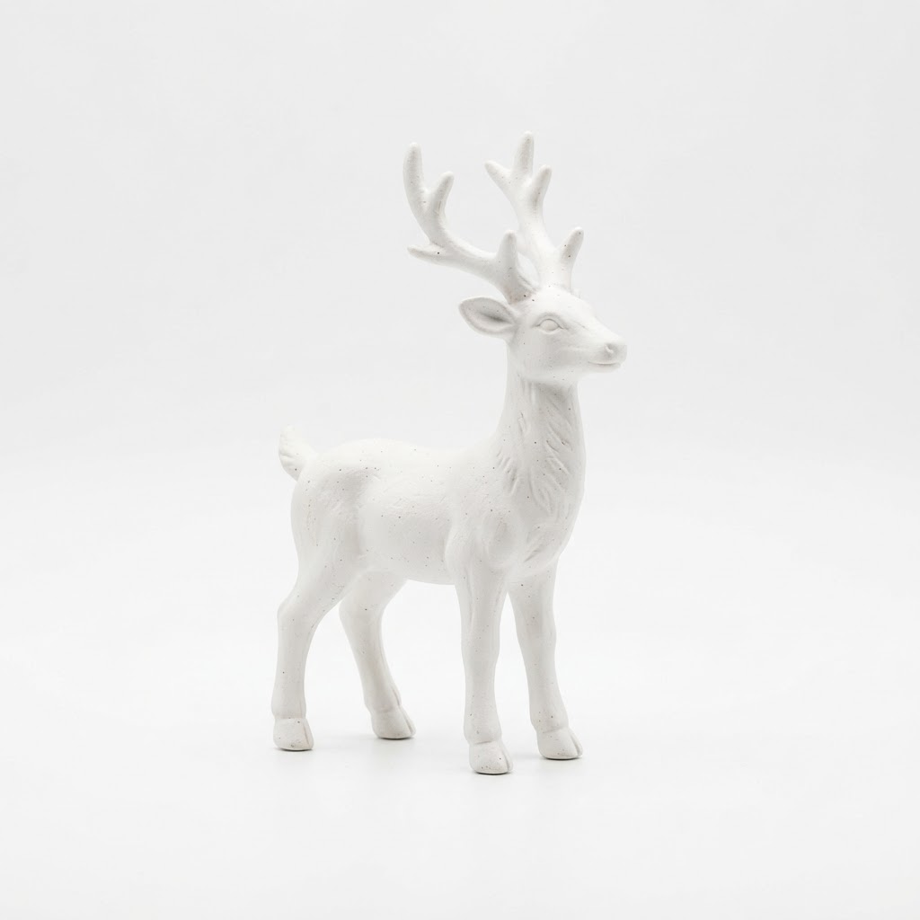 White Ceramic Reindeer Figurines