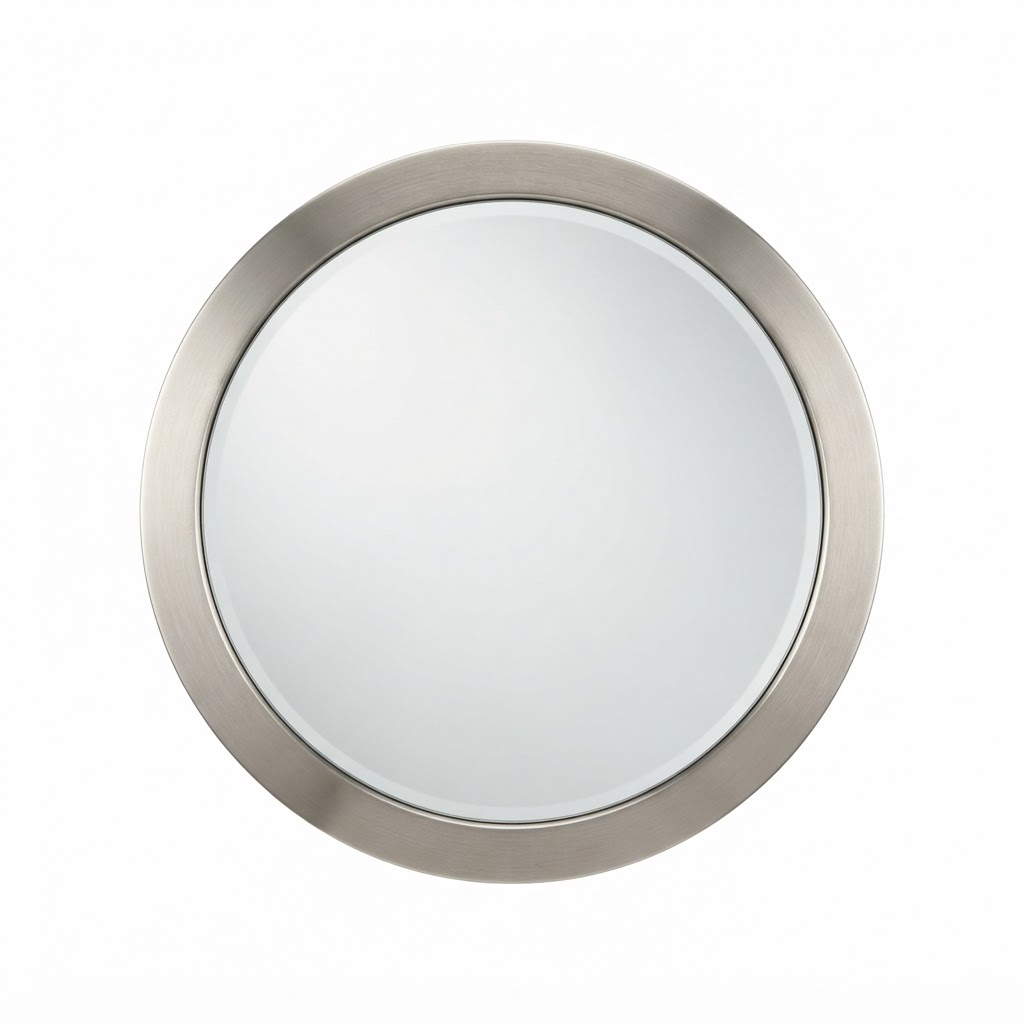 Brushed Nickel Round Mirror