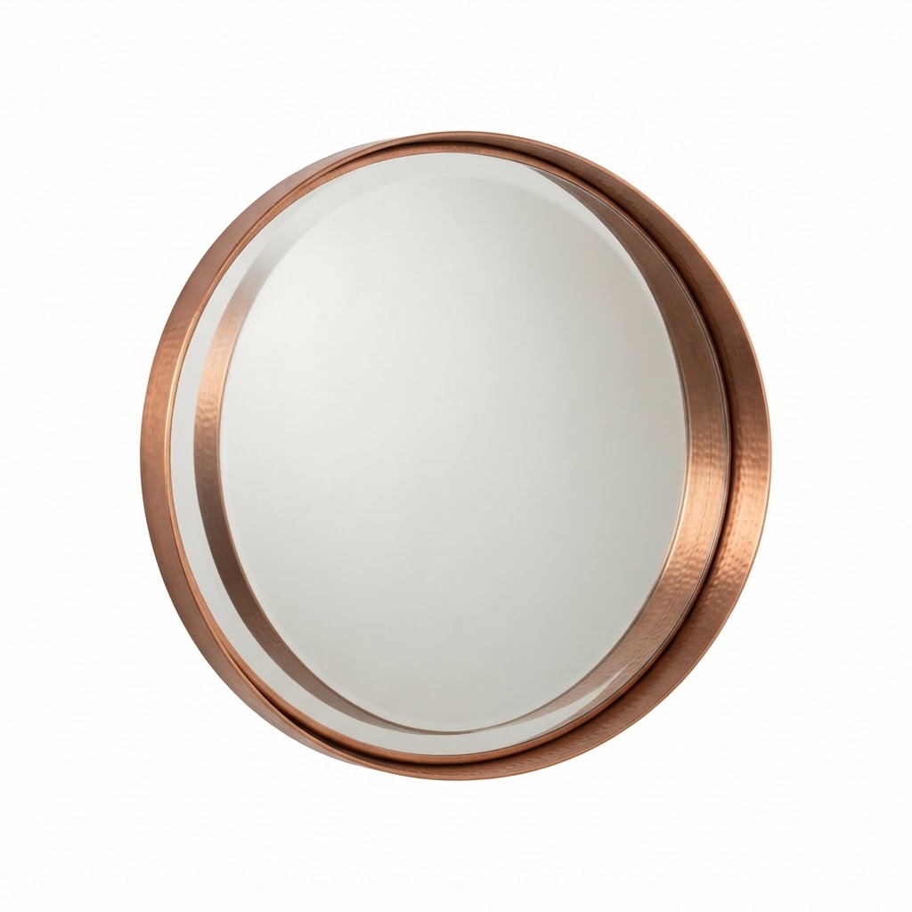 Round Copper Framed Mirror