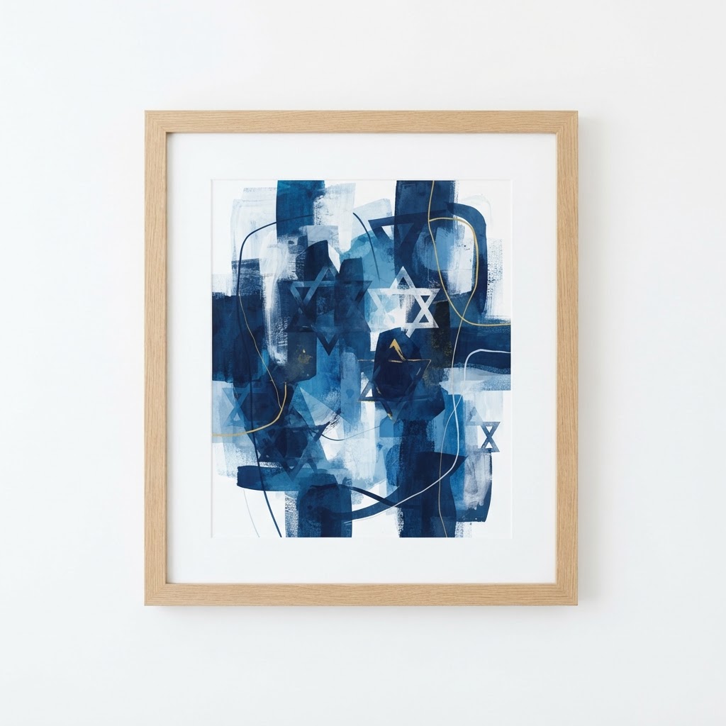 Framed Blue Abstract Art Print