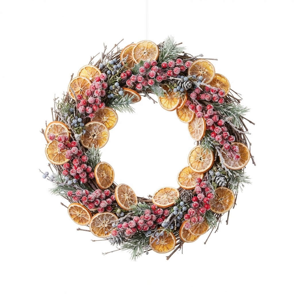 Frosted Berry and Orange Slice Wreath