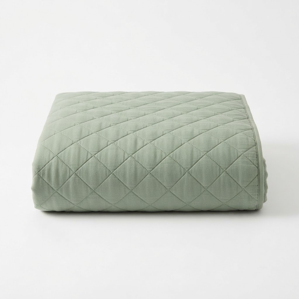 Sage Green Quilted Bedspread