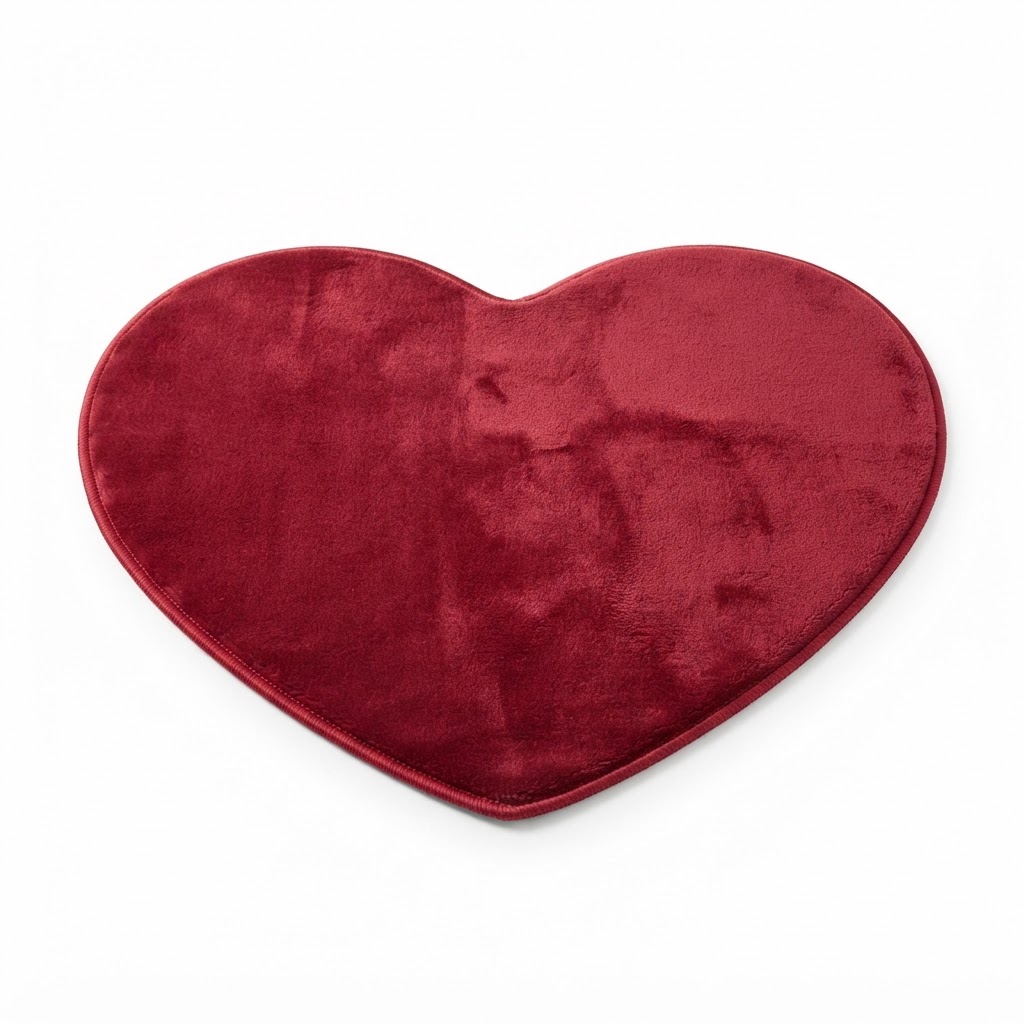 Romantic Velvet Red Heart-Shaped Bathroom Rug