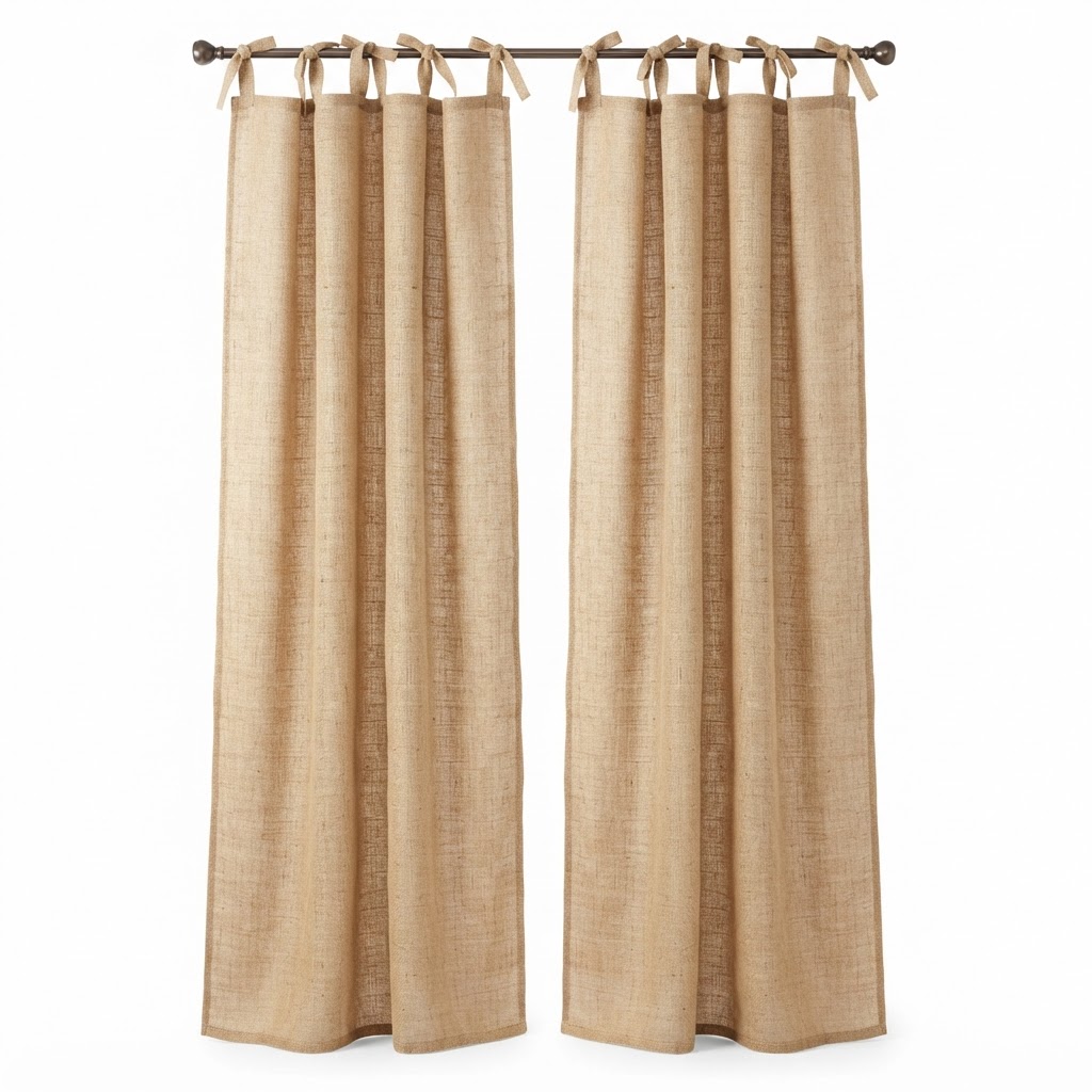 Burlap Curtain Set
