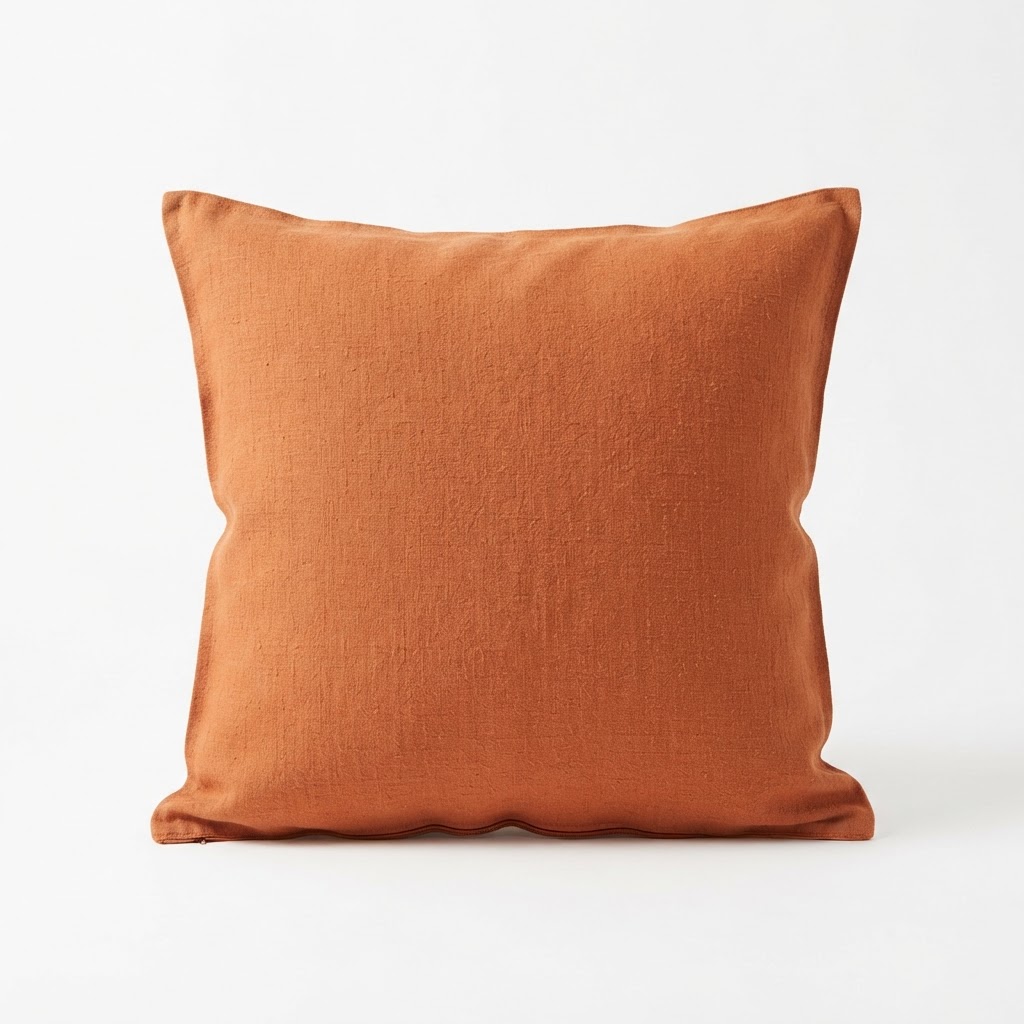 Terracotta Linen Throw Pillow