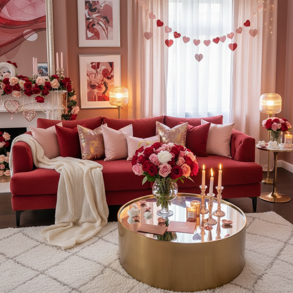 Glam Valentine's Day Living Room