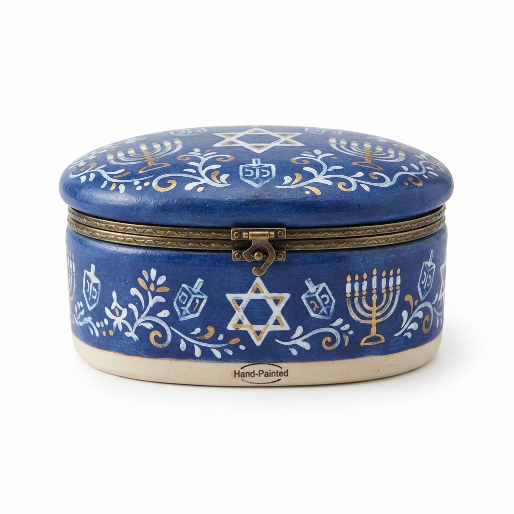 Blue Hand-Painted Trinket Box