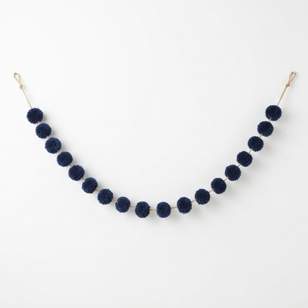 Navy Pom-Pom Wall Garland