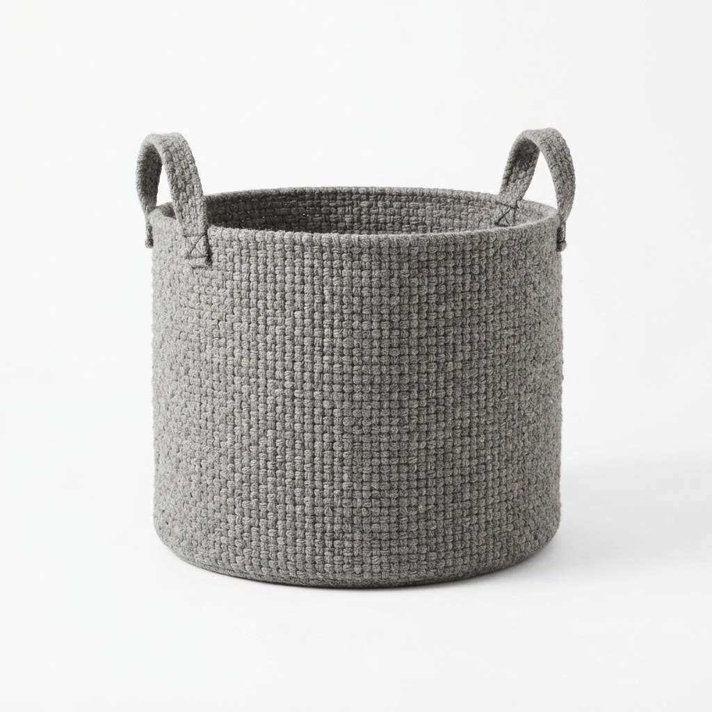 Transitional Woven Grey Storage Basket