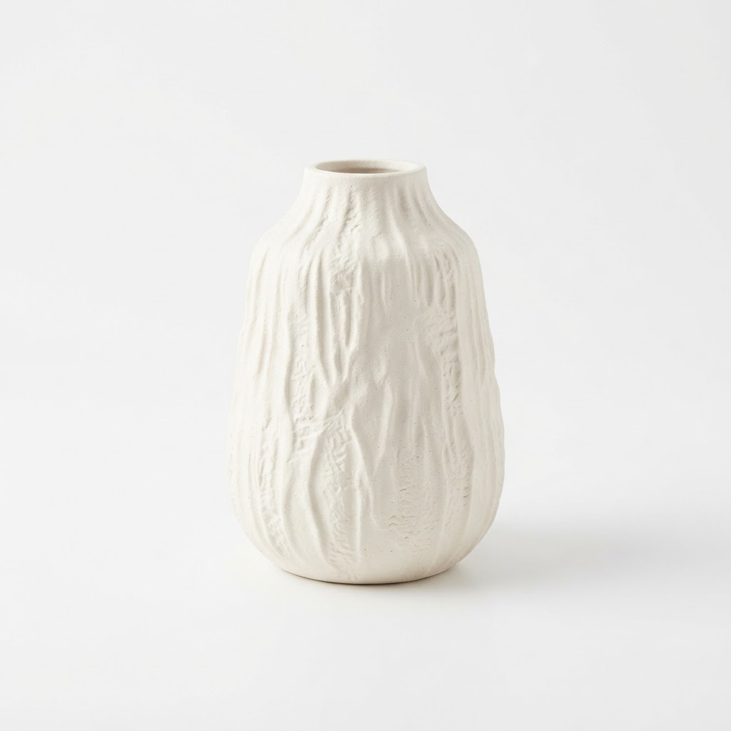 White Ceramic Textured Vase