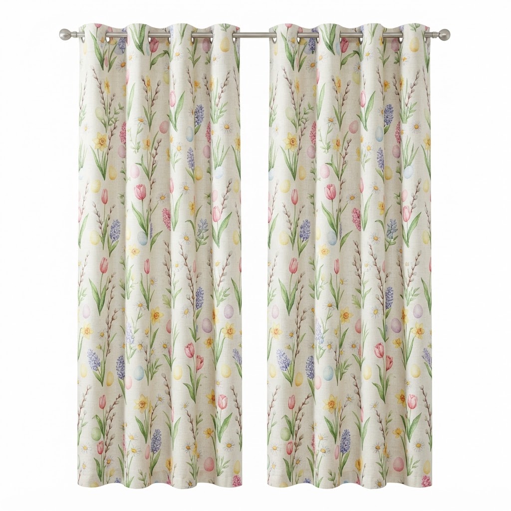 Spring Floral Fabric Curtain Panels