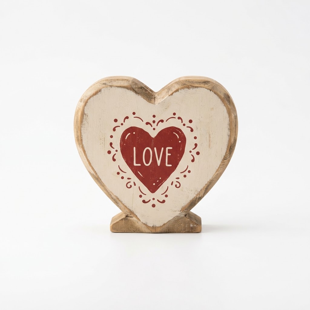 Romantic Heart-Shaped Wooden Tabletop Decor