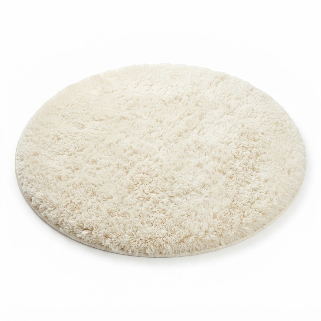 Plush Round Cream Area Rug