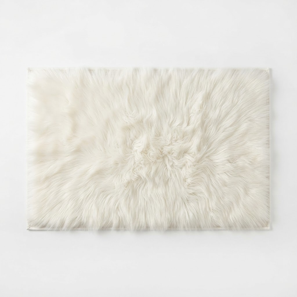 Faux Fur White Area Rug