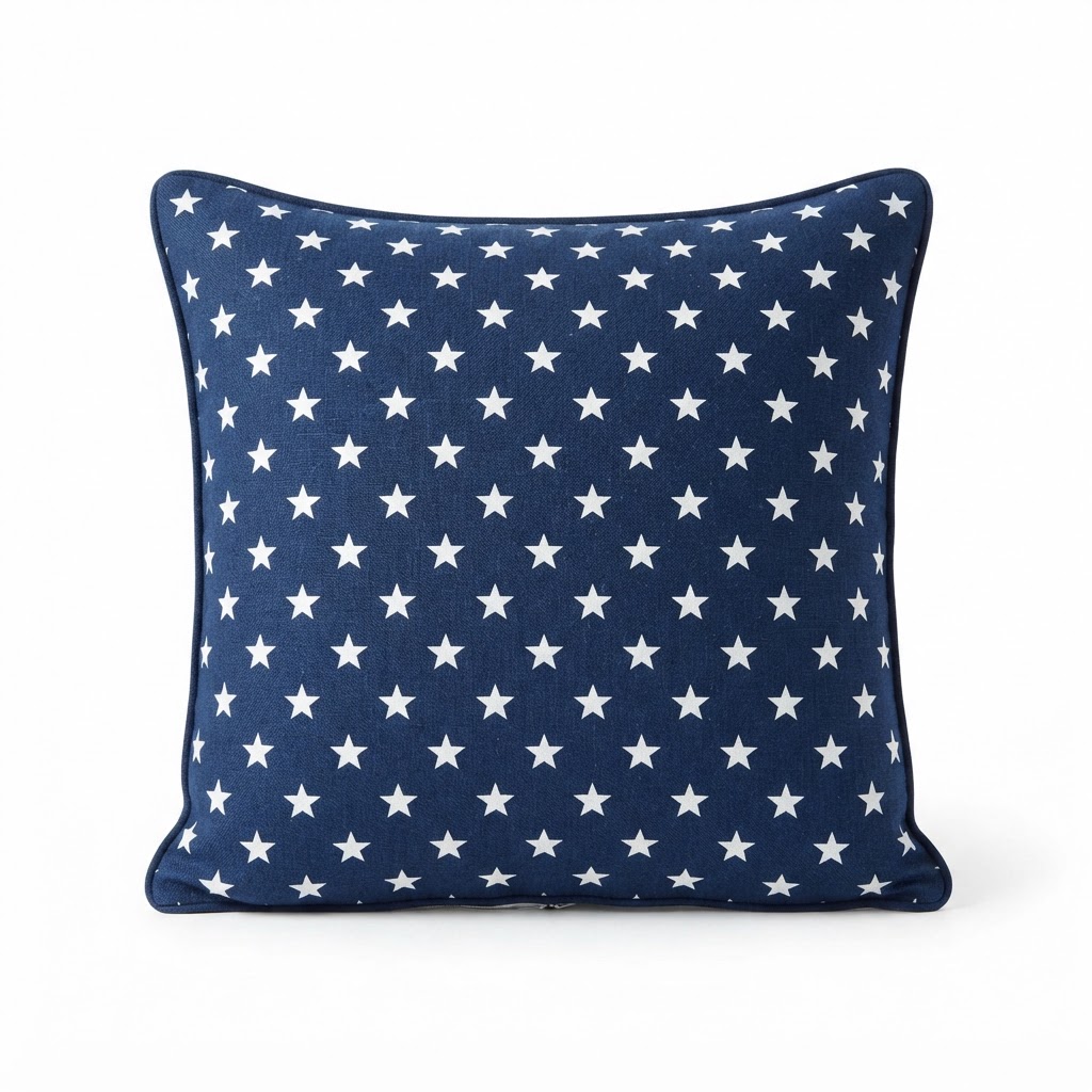 Independence Day Navy and White Star Throw Pillows