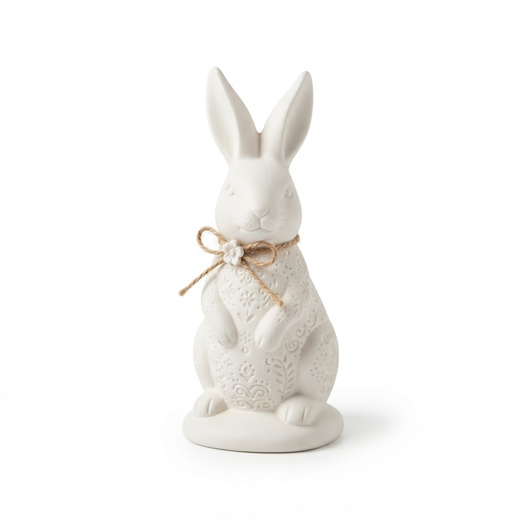 White Ceramic Easter Bunny Figurine