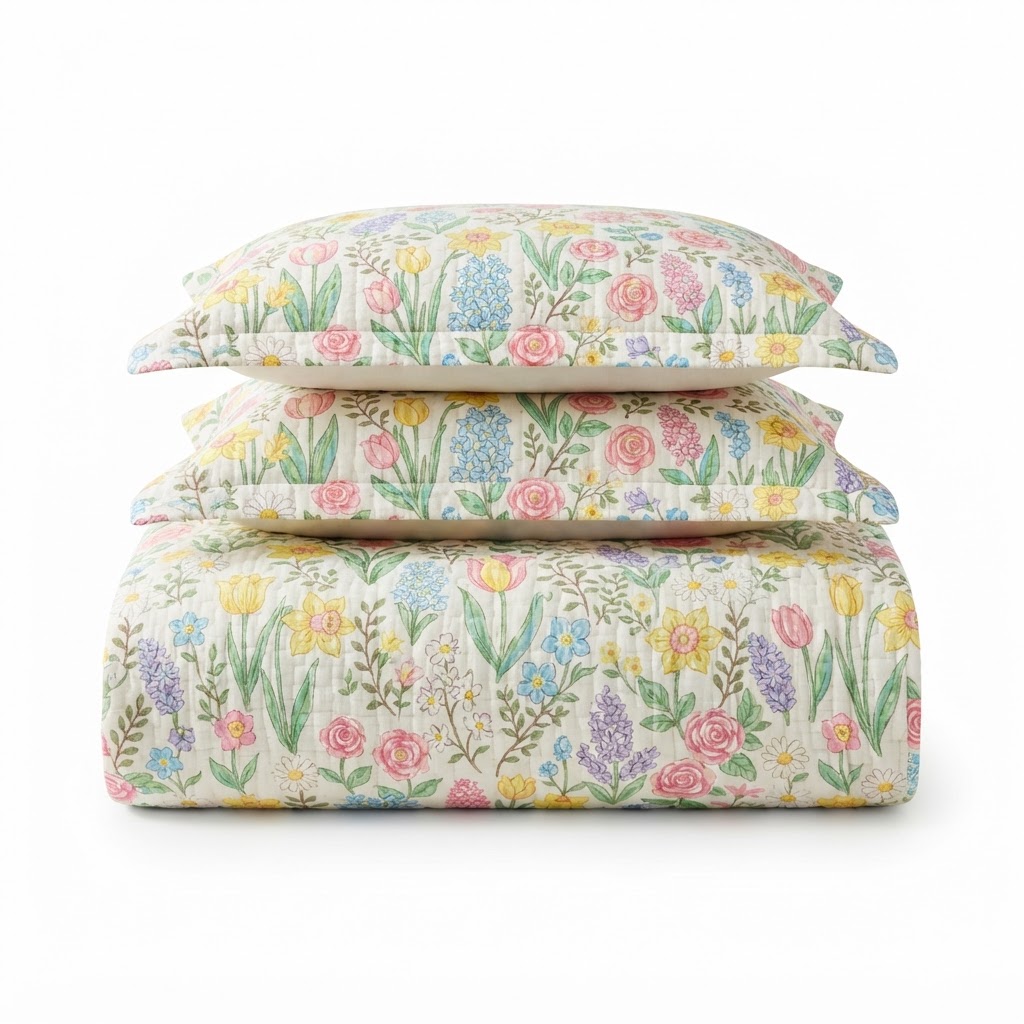 Floral Cotton Quilt Set