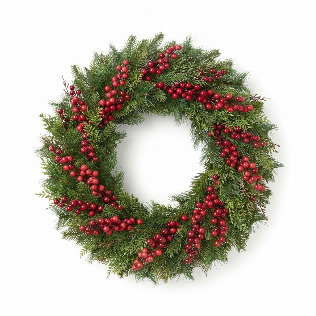 Transitional Pine and Berry Christmas Wreath