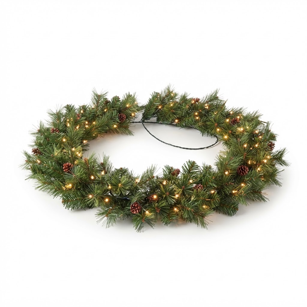 Red Pine Pre-lit Garland