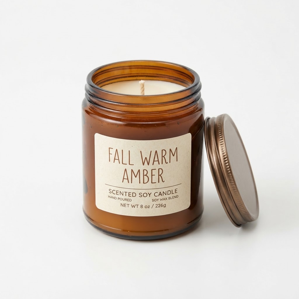 Fall Warm Amber Scented Soy Candle