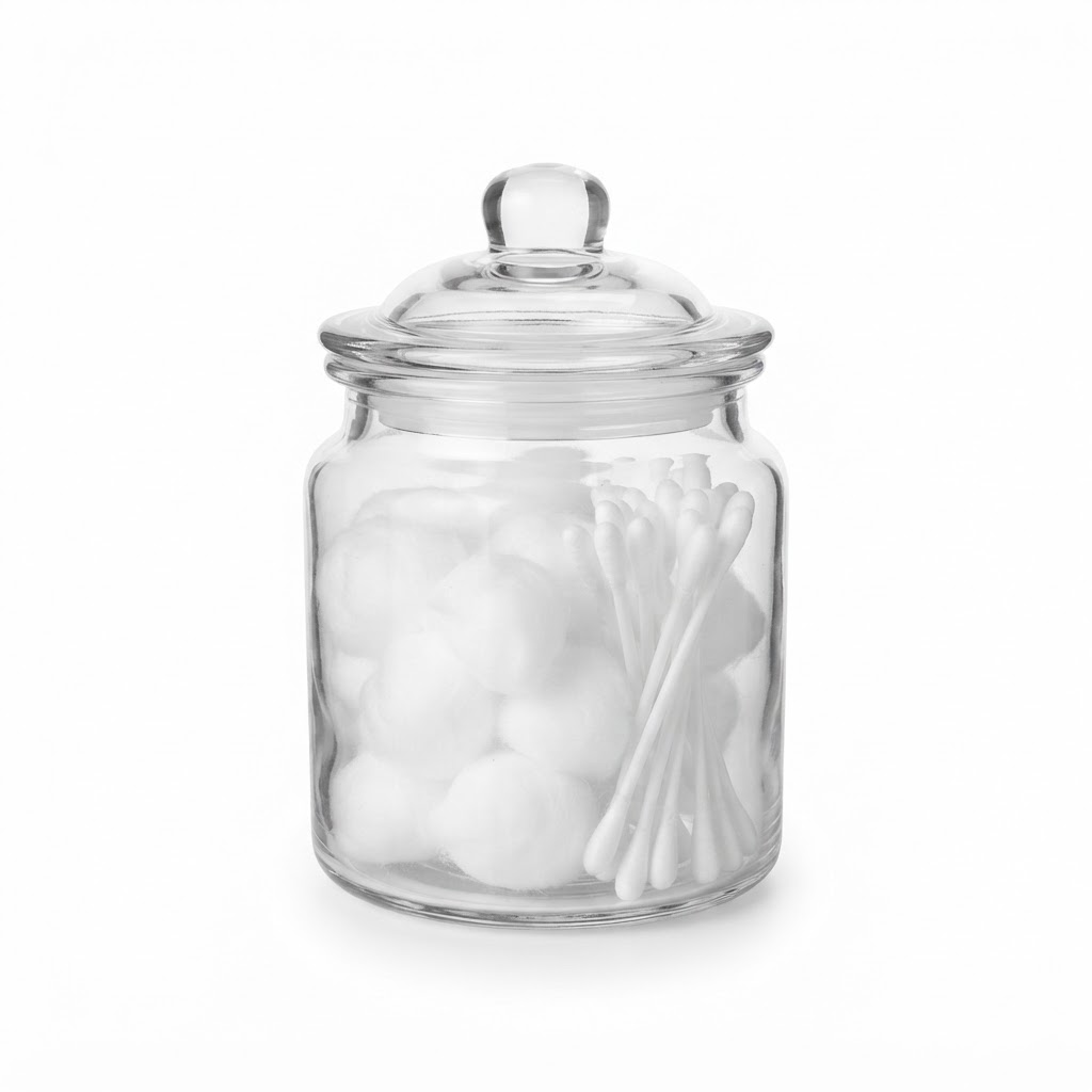 Glass Apothecary Jar for Bathroom Essentials