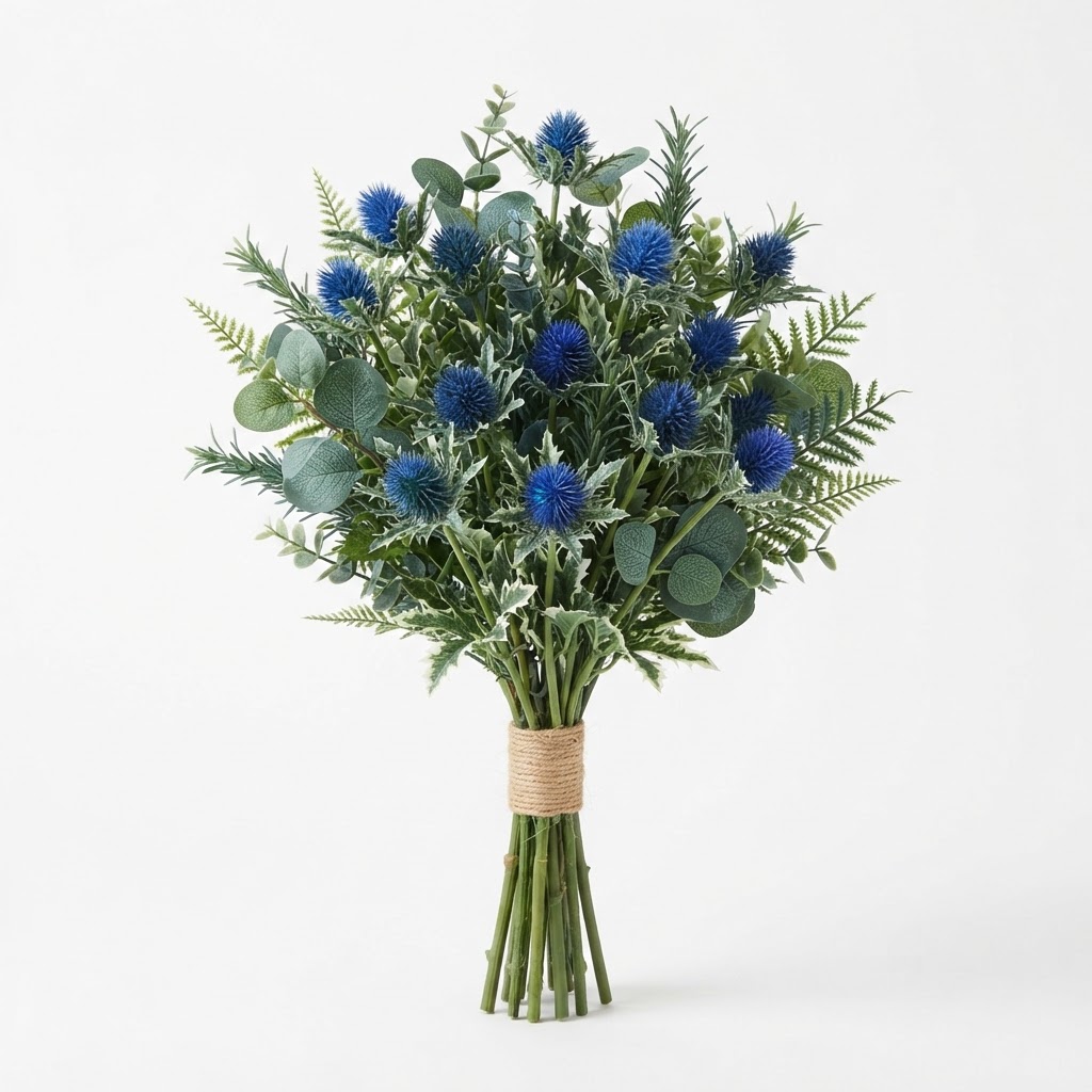 Faux Thistle and Greenery Bouquet