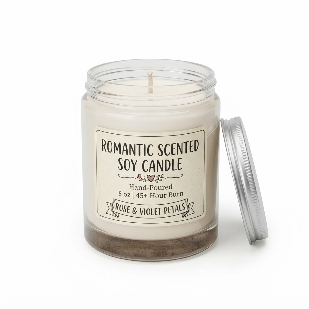 Romantic Scented Soy Candles in Glass Jars