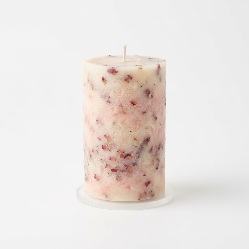 Scented Rose and Vanilla Pillar Candle