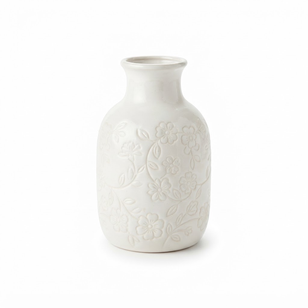 White Ceramic Floral Vase