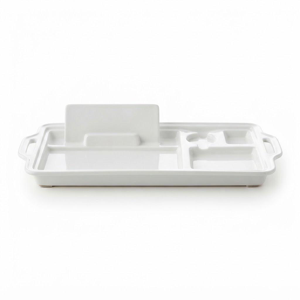 Transitional White Ceramic Bath Tray